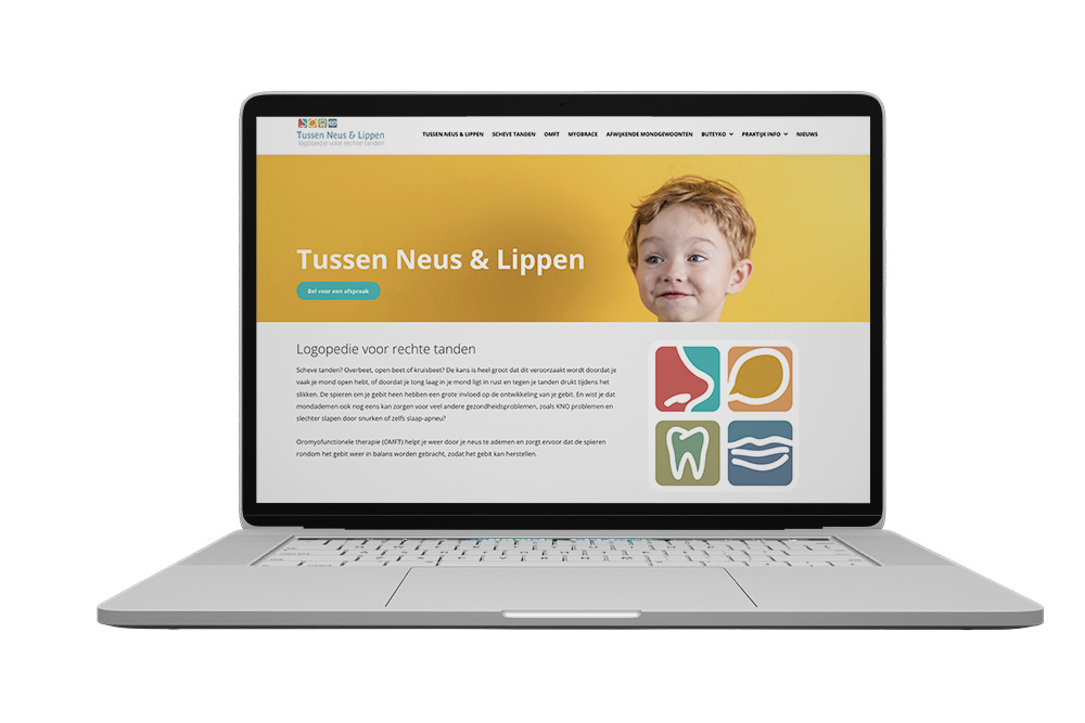 Ontwerp en realisatie van de website Tussen Neus en Lippen, een logopediepraktijk in Amersfoort